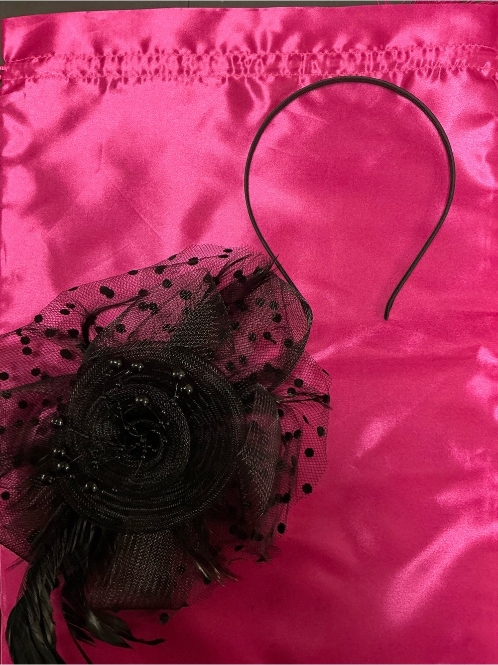 Black Floral Fascinator Headband - Elegant Women’s Hair Accessory